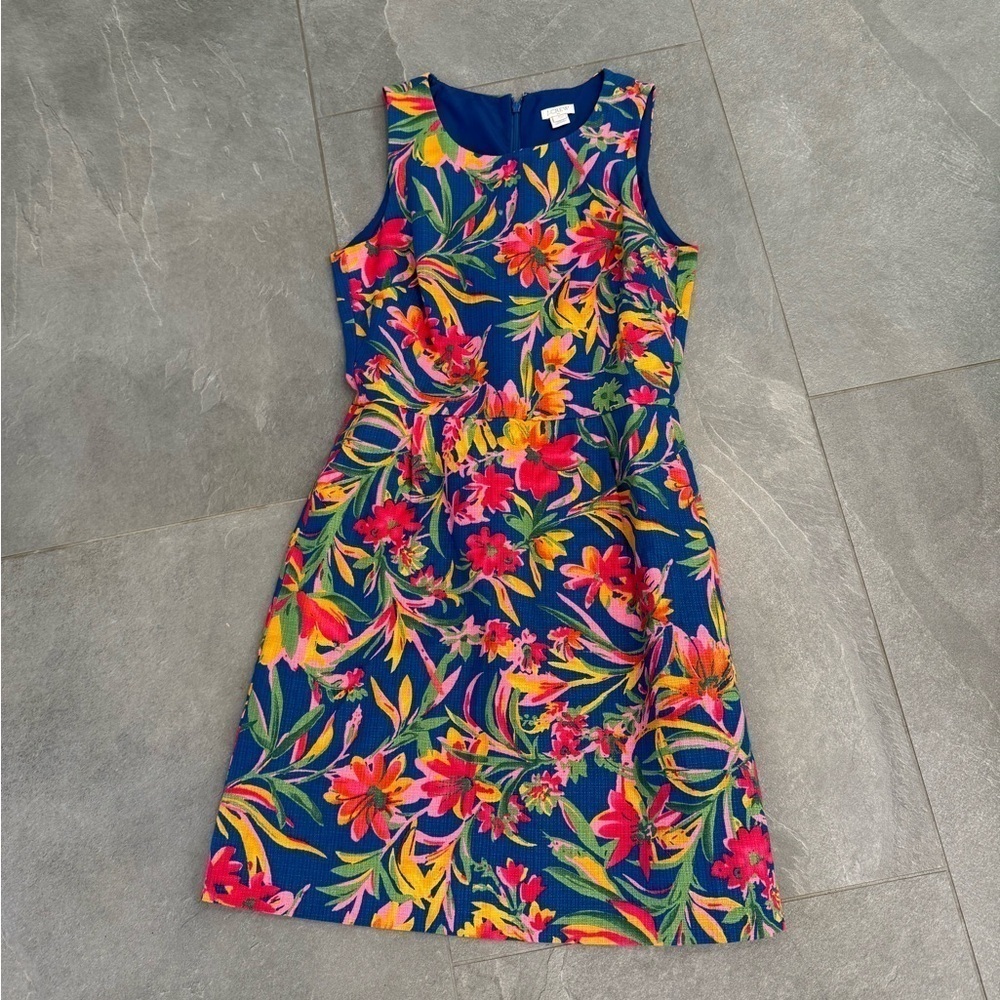 J. Crew Floral Sheath A- line textured Dress size 2 - Picture 2 of 10